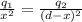 \frac{q_1}{x^2} = \frac{q_2}{(d-x)^2 }