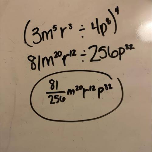 What is (3m^5r^3/4p^8)^4
