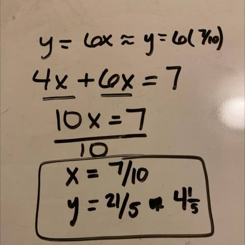 Write the following as ordered pairs.
y = 6x
4x + y = 7
y = 3x
x = -2y + 70