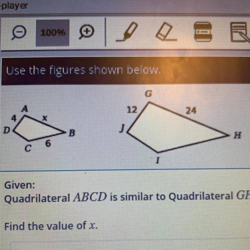 Quadrilateral CDEF is similar to quadrilateral GHIJ. Find the measure of side HI.

Round your answer