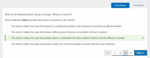 Refer to the Newsela article “Dying of Hunger: What Is a Famine?”

Which statement best describes th