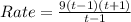 Rate = \frac{9(t- 1)(t+1)}{t - 1}