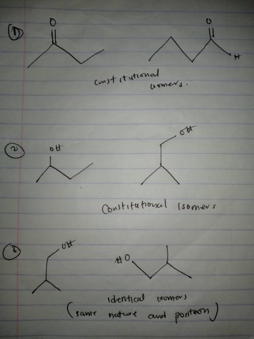 Compare the two structural formulas in each set. Do they represent the same compound, represent cons