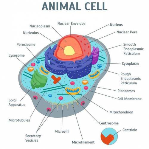 Label: Locate each organelle in the animal cell. Label the organelles in the diagram below.