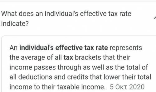 Select the correct answer.

What does an individuals effective tax rate indicate?
A the average inco
