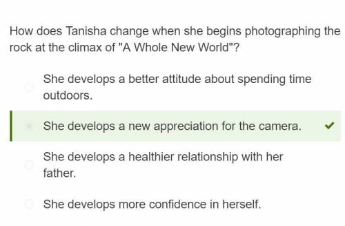 How does Tanisha change when she begins photographing the rock at the climax of A Whole New World?
