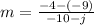 m=\frac{-4-\left(-9\right)}{-10-j}