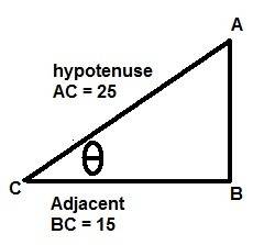 The length of the hypotenuse, line segment ac, in right triangle abc is 25 cm. the length of line se