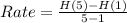 Rate = \frac{H(5) - H(1)}{5 - 1}