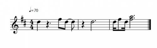 Using the rhythm staff paper, write a three measure rhythmic sample in which each measure totals fou