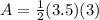 A = \frac{1}{2} (3.5) (3)
