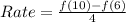 Rate = \frac{f(10) - f(6)}{4}