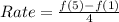 Rate = \frac{f(5) - f(1)}{4}
