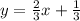 y = \frac{2}{3} x + \frac{1}{3}