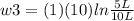 w3=(1)(10)ln\frac{5L}{10L}