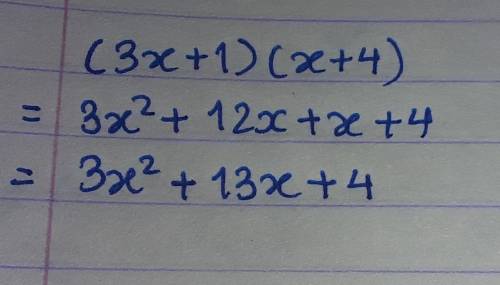 Find (3x+1)(x+4) using the table of products. Write your answer in standard form.