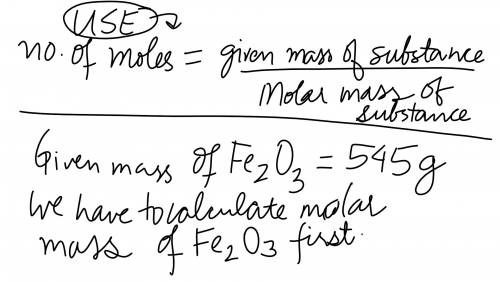 How many moles are there in 545g of [tex][/tex] fe₂0₃?
