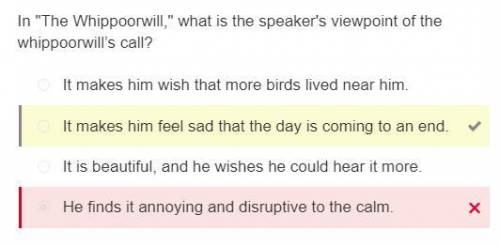 In The Whippoorwill, what is the speaker's viewpoint of the whippoorwill’s call?

(A) He finds it