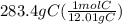 283.4gC(\frac{1molC}{12.01gC})
