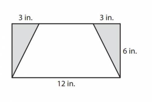 Two triangles are cut from a rectangle to form a trapezoid. What is the ratio of the area of the tra