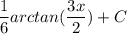\displaystyle \frac{1}{6}arctan(\frac{3x}{2}) + C