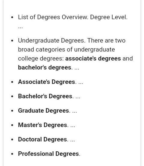 In what order are college degrees earned