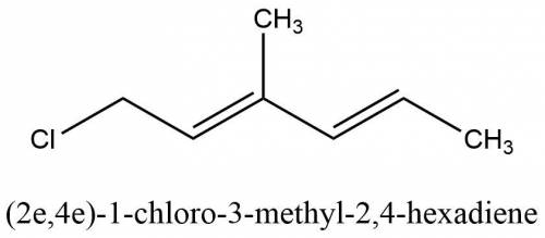 Draw the structural formula of (2e,4e)-1-chloro-3-methyl-2,4-hexadiene.