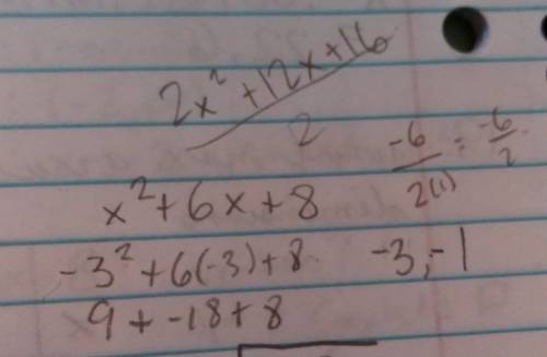 How to find the vertex of y=2x^2+12x+16