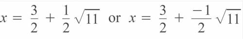 3) Find the exact solution(s) to the equation in simplified form. Do not approximate.
2x² - 6x=1