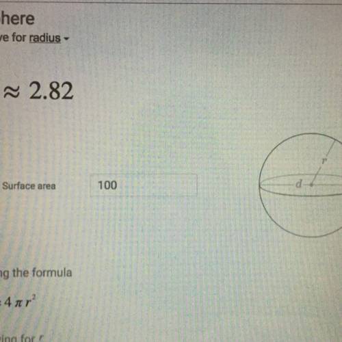 What is the radius of a sphere who’s surface area is 100 square centimeters