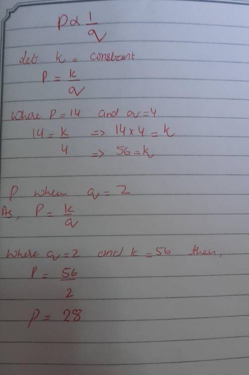 Suppose p and q vary inversely and p=14 when q=4. Find p when q=2.