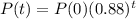 P(t) = P(0)(0.88)^{t}