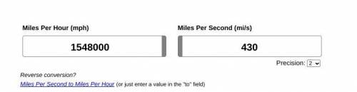 How many miles per hour is equal to 430 miles per second