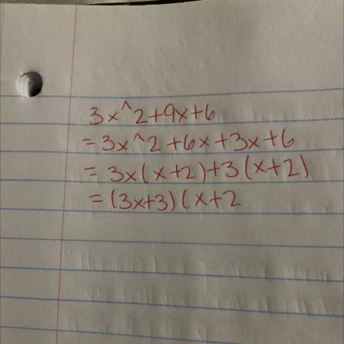 Factor the quadratic expression.
3x2 + 9x + 6