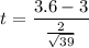 $t = \frac{3.6-3}{\frac{2}{\sqrt {39}}} $