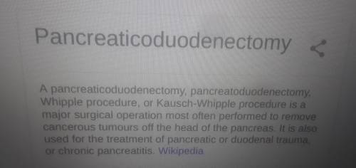 What is the surgical removal of all or part of the pancreas