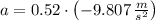 a = 0.52\cdot \left(-9.807\,\frac{m}{s^{2}} \right)