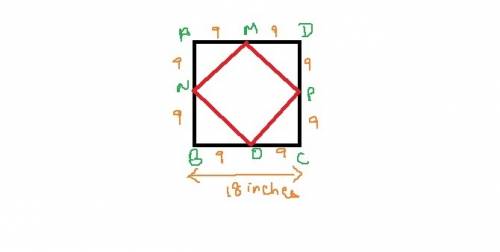 The side length of a square abcd is 18 inches. what is the side length of the square formed by joini