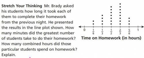 Mr. Brady asked his students how long it took them to complete their homework from the previous nigh