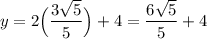 \displaystyle y=2\Big(\frac{3\sqrt{5}}{5}\Big)+4=\frac{6\sqrt{5}}{5}+4