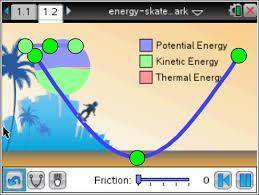 At which location does a skateboarder have the most kinetic energy at least potential energy?