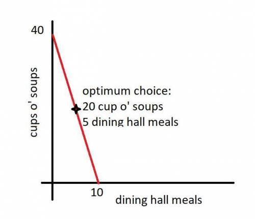 Acollege student has two options for meals:  eating at the dining hall for $6 per meal, or eating a 