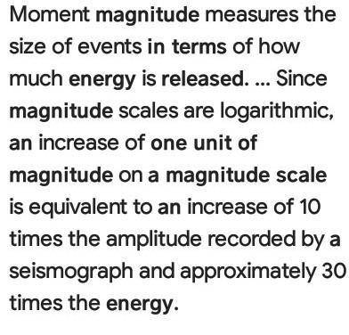 In terms of energy released, what is the difference in one (1) unit of magnitude?
