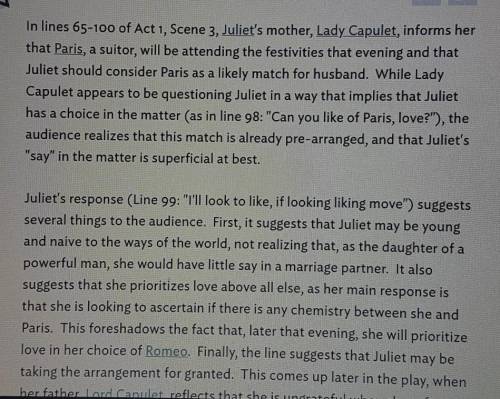 How does Shakespeare develop Romeo

and Juliet's character in the beginning of
Act 1? What do we lea