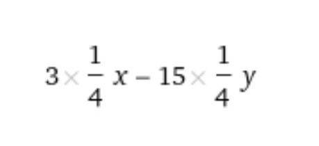 Which expression is equivalent to 3/4(x-5y)please help!!! ​