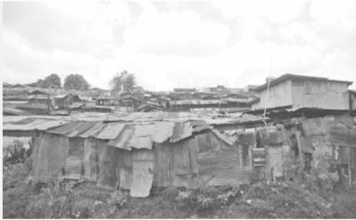 The construction of makeshift housing in a country within the periphery, as shown in the photograph,