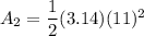 A_2=\dfrac{1}{2}(3.14)(11)^2