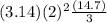 \((3.14) (2)^{2} \frac{(14.7)}{3}