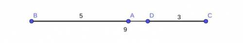 If the length of the segment AB is 5, and BC is 9, and CD is three, find the difference between the
