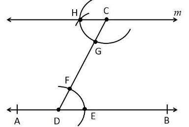 Draw a line say ab take point c out of it through c draw a line parellel to ab using compass and rul